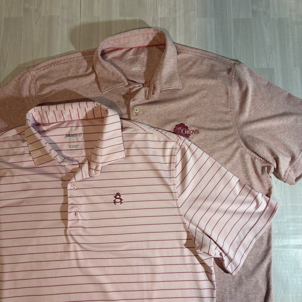 Lot of 2 Johnnie O Polo Shirts Men's Size  L Performance Short Sleeve Light Pink